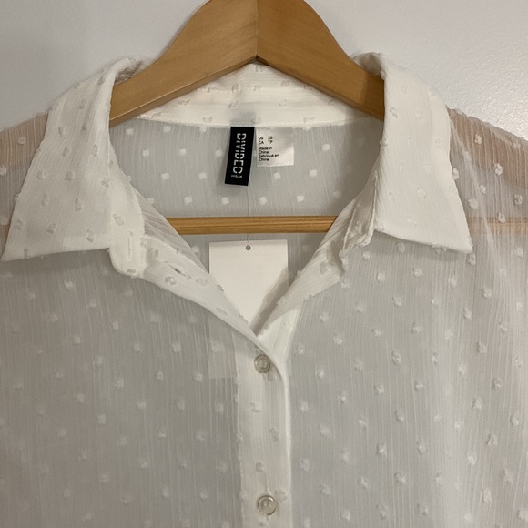 NWT H&M Women's Chiffon See-through Button-down Blouse - Picture 5 of 10